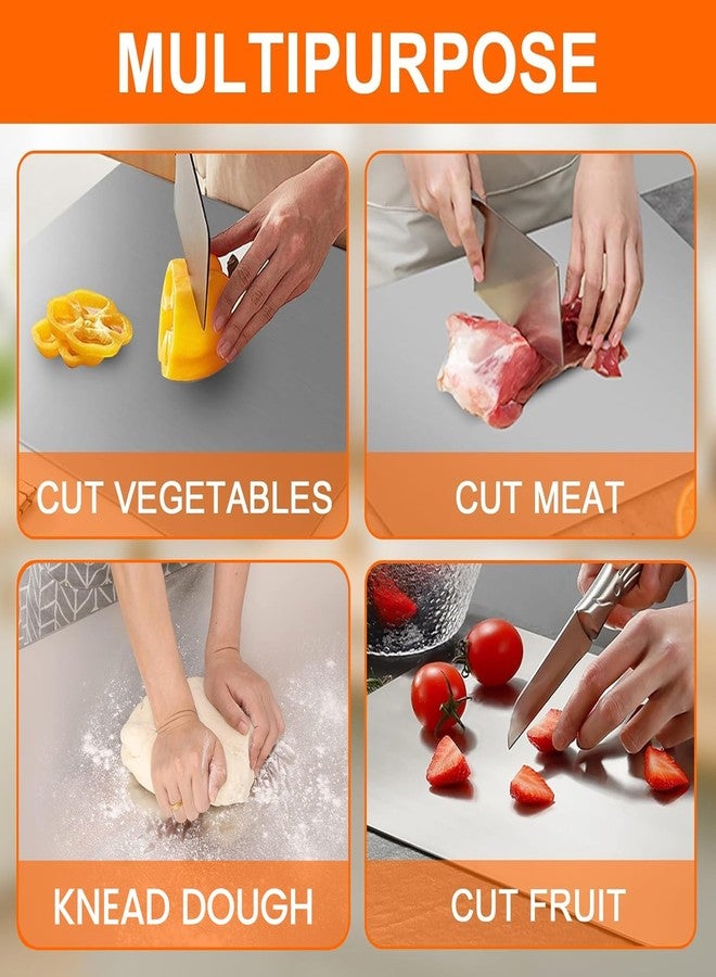 HOMEZE 304 Stainless Steel Chopping Board 41 × 31 cm - Rust Proof, Non‑Slip & Heavy Duty Counter Top Cutting Board with Lip, Smooth Round Edge - for Cutting Vegetables, Fruits, Meat & Kneading Dough - Image 5